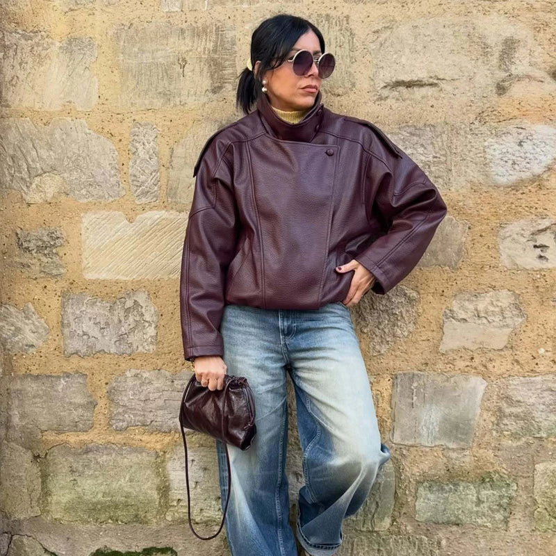 Jaqueta Bomber Feminina de Couro Falso - Blusão Quente para Inverno - Le Vie
