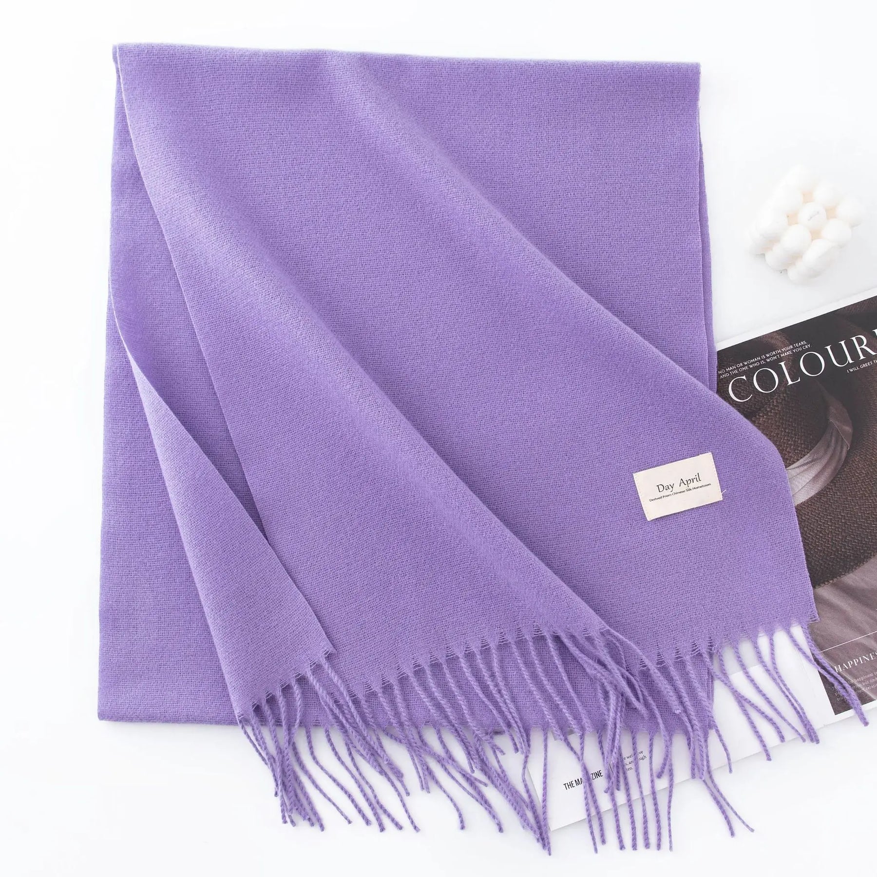 Cachecol Feminino de Inverno em Cashmere Malha com Efeito Xale 40x200cm Cor Sólida Elegante – Le Vie