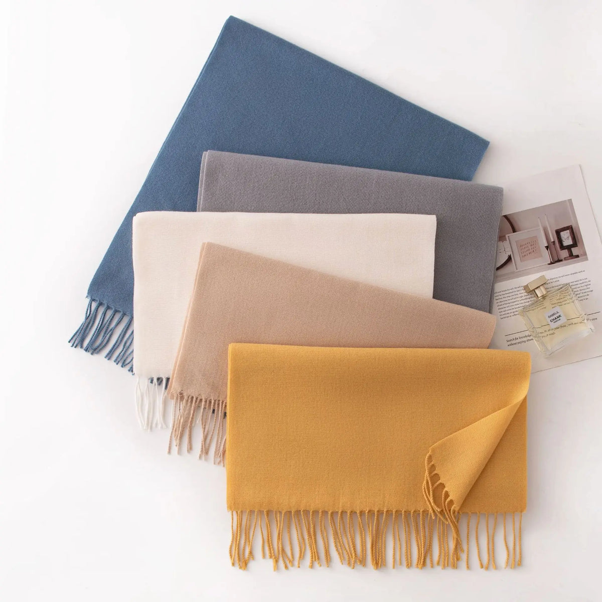 Cachecol Feminino de Inverno em Cashmere Malha com Efeito Xale 40x200cm Cor Sólida Elegante – Le Vie
