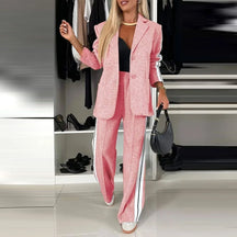 Conjunto Feminino de Blazer Alongado e Calça Reta Esportiva em Malha Estruturada Premium – Le Vie