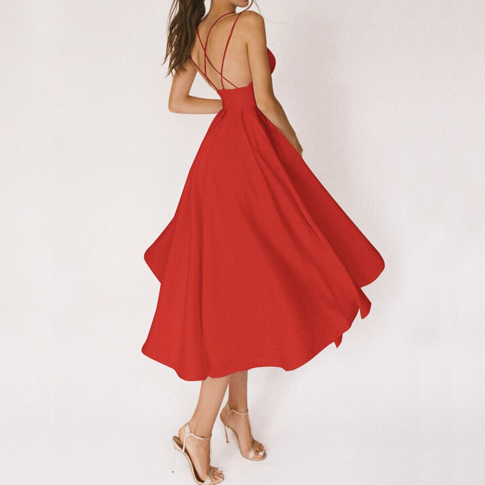 Vestido Longo de Alças Finas com Decote Profundo e Saia Rodada – Elegância e Sofisticação para Momentos Únicos