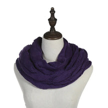 Cachecol Feminino Infinito de Tricô em Lã com Cabo Snood Gola Circular Cor Sólida para Inverno – Le Vie