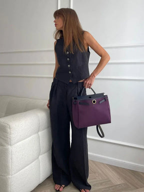 Conjunto Feminino de Colete e Calça em Linho com Algodão Premium – Le Vie