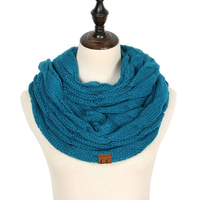 Cachecol Feminino Infinito de Tricô em Lã com Cabo Snood Gola Circular Cor Sólida para Inverno – Le Vie