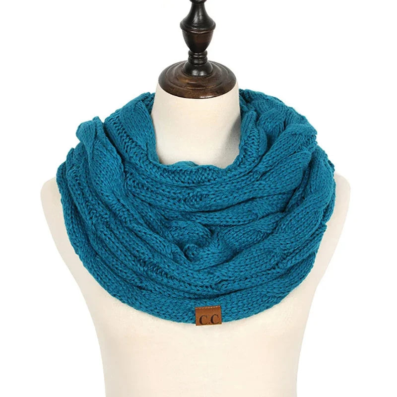 Cachecol Feminino Infinito de Tricô em Lã com Cabo Snood Gola Circular Cor Sólida para Inverno – Le Vie