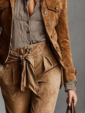 Jaqueta Feminina Casual Vintage de Botões com Colarinho - Manga Longa - Outono e Moda Retro - Le Vie