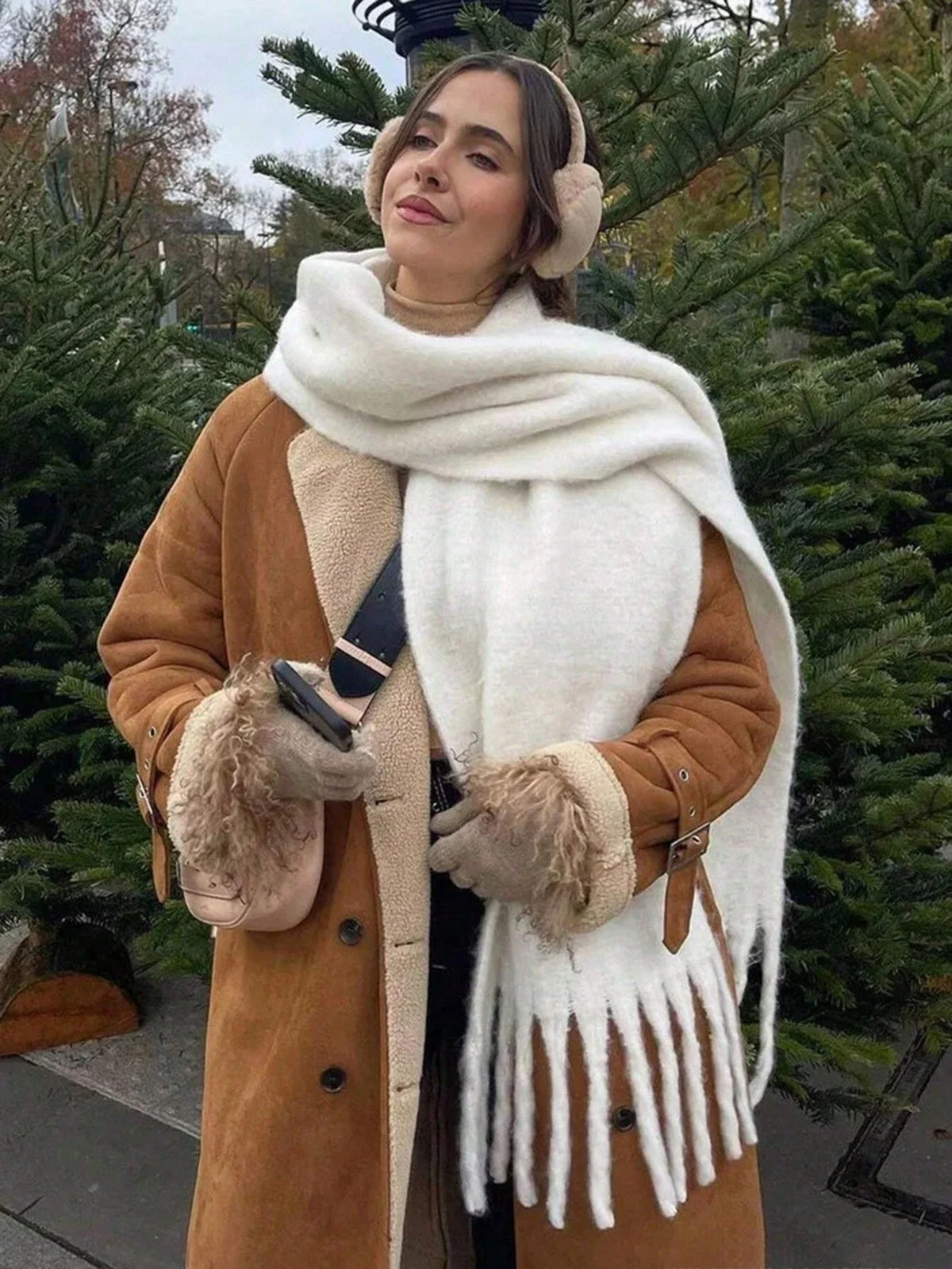Lenço Feminino de Luxo em Caxemira Engrossada com Borlas Clássico Xale Macio para Outono e Inverno – Le Vie