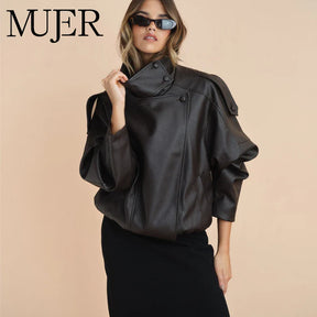 Jaqueta Bomber Feminina de Couro Falso - Blusão Quente para Inverno - Le Vie