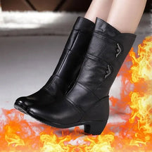 Bota Feminina Cano Médio Antiderrapante em Couro Sintético Rosewood – Le Vie