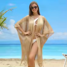 Saída de Praia Feminina em Crochê com Brilho