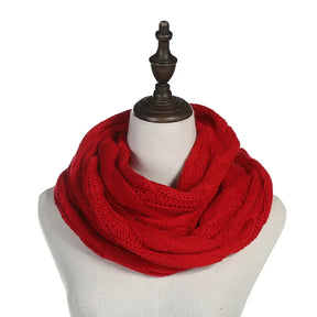 Cachecol Feminino Infinito de Tricô em Lã com Cabo Snood Gola Circular Cor Sólida para Inverno – Le Vie