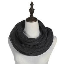 Cachecol Feminino Infinito de Tricô em Lã com Cabo Snood Gola Circular Cor Sólida para Inverno – Le Vie