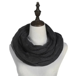 Cachecol Feminino Infinito de Tricô em Lã com Cabo Snood Gola Circular Cor Sólida para Inverno – Le Vie