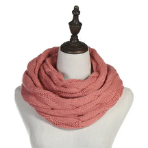 Cachecol Feminino Infinito de Tricô em Lã com Cabo Snood Gola Circular Cor Sólida para Inverno – Le Vie