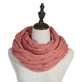 Cachecol Feminino Infinito de Tricô em Lã com Cabo Snood Gola Circular Cor Sólida para Inverno – Le Vie