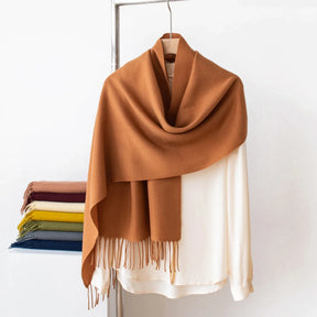 Cachecol Feminino de Inverno em Cashmere Malha com Efeito Xale 40x200cm Cor Sólida Elegante – Le Vie