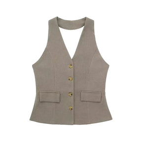 Conjunto Feminino Alfaiataria Colete Blazer Sem Mangas e Calça Pantalona em Tecido Premium – Le Vie