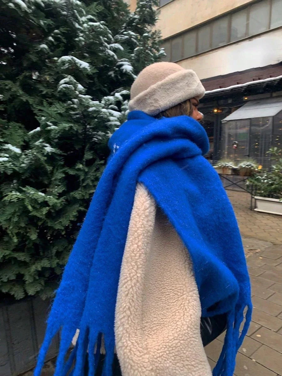 Lenço Feminino de Luxo em Caxemira Engrossada com Borlas Clássico Xale Macio para Outono e Inverno – Le Vie