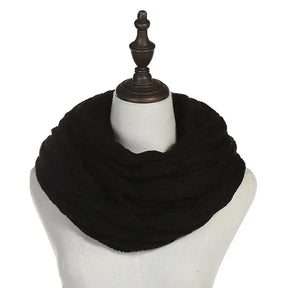 Cachecol Feminino Infinito de Tricô em Lã com Cabo Snood Gola Circular Cor Sólida para Inverno – Le Vie