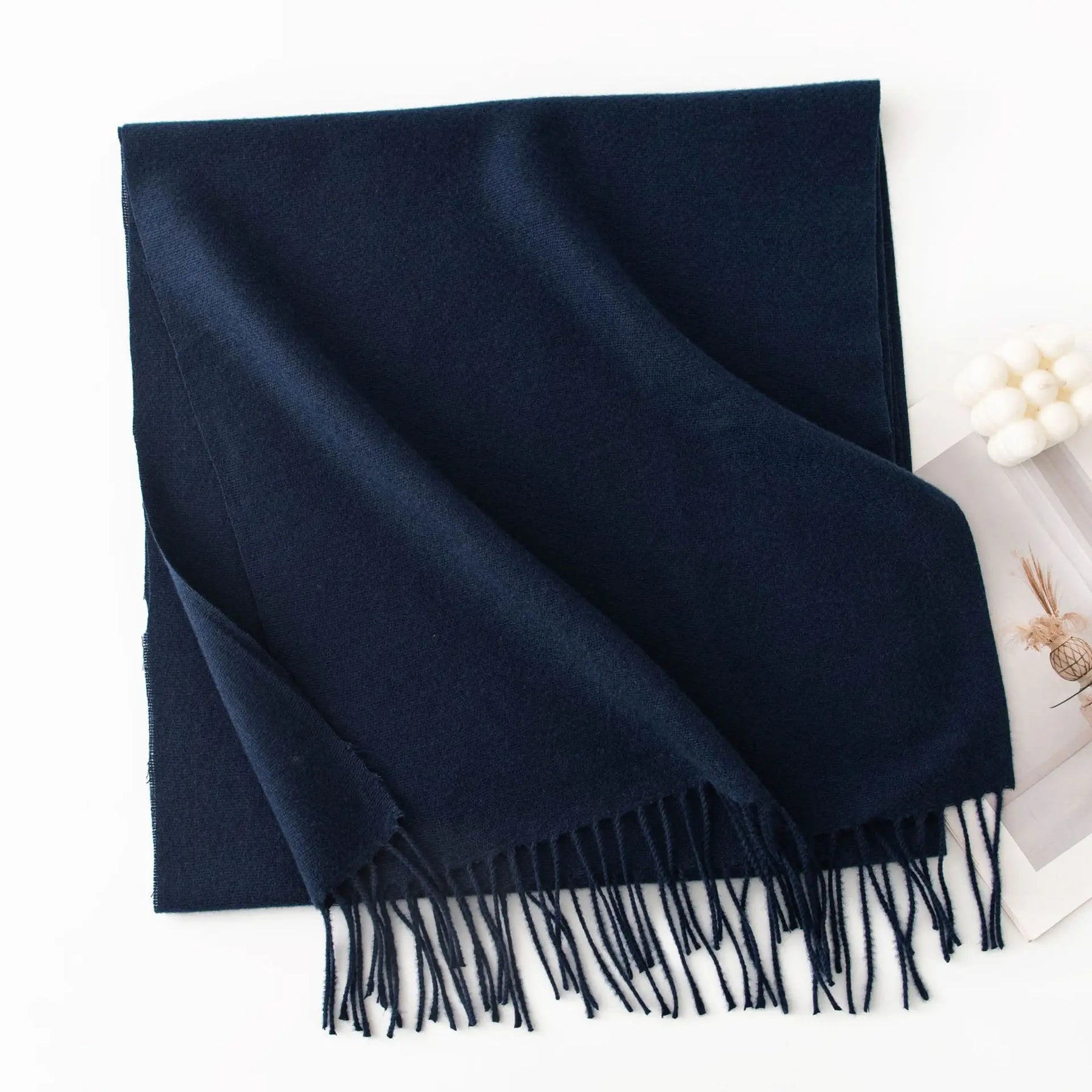 Cachecol Feminino de Inverno em Cashmere Malha com Efeito Xale 40x200cm Cor Sólida Elegante – Le Vie