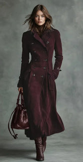 Jaqueta Feminina Longa Estilo Trench Coat em Suede com Cinto – Le Vie