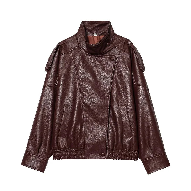 Jaqueta Bomber Feminina de Couro Falso - Blusão Quente para Inverno - Le Vie