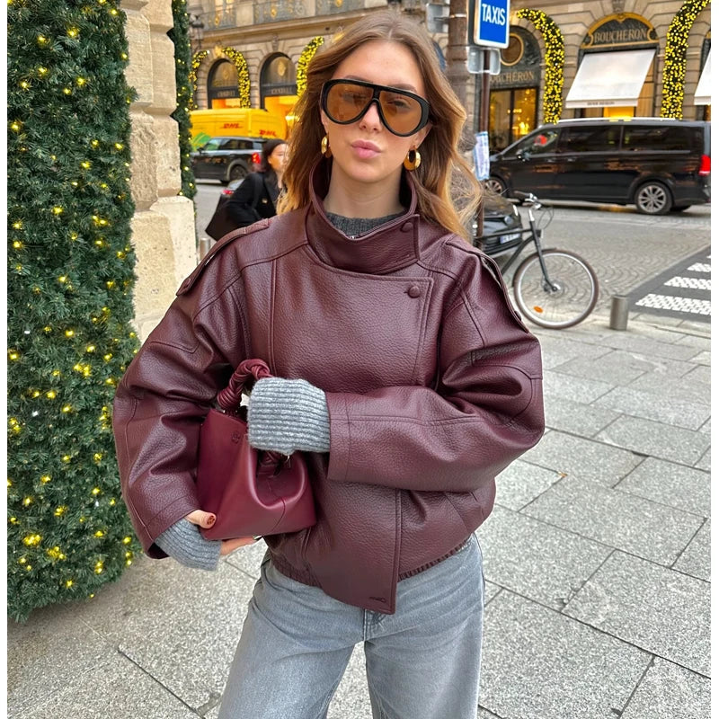 Jaqueta Bomber Feminina de Couro Falso - Blusão Quente para Inverno - Le Vie