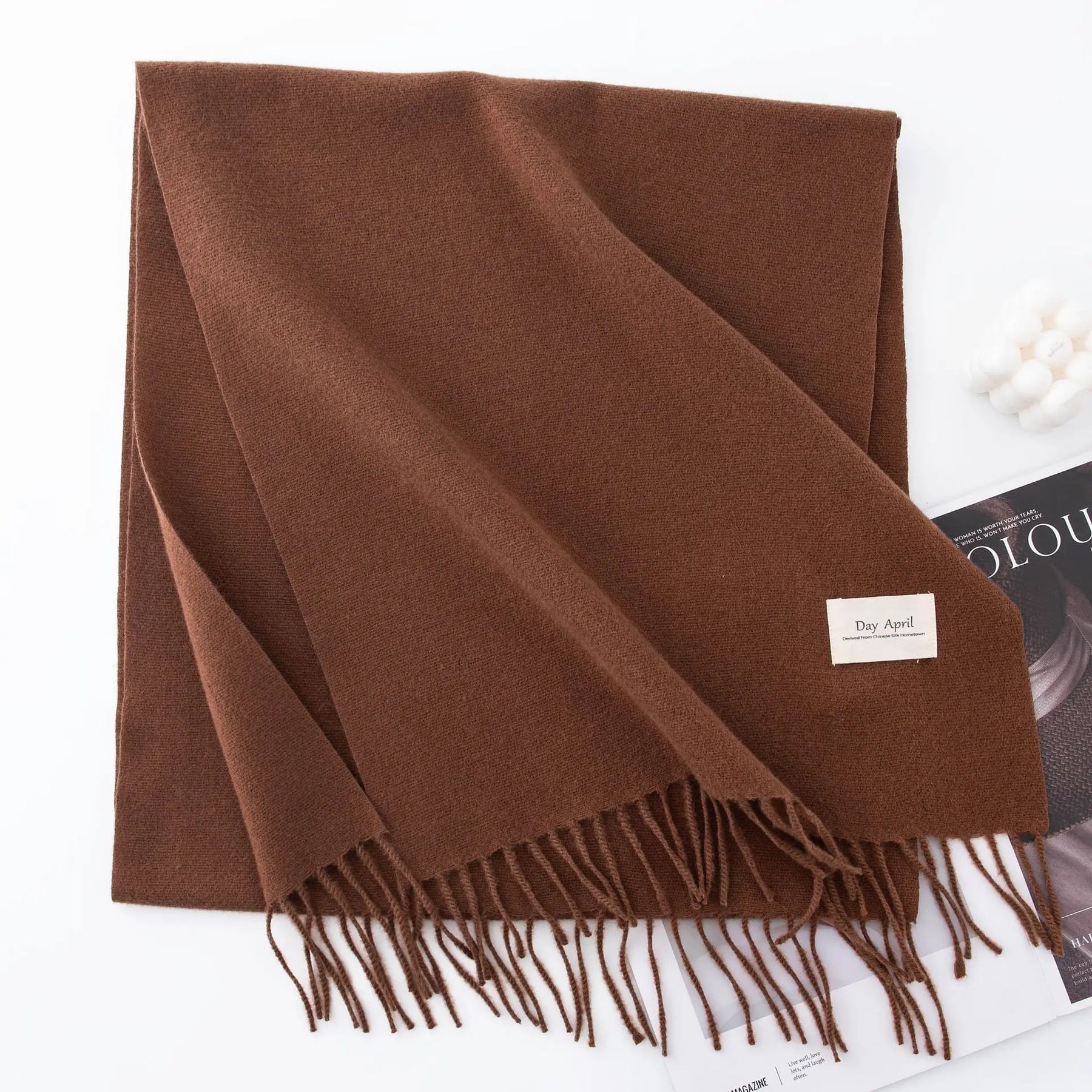 Cachecol Feminino de Inverno em Cashmere Malha com Efeito Xale 40x200cm Cor Sólida Elegante – Le Vie
