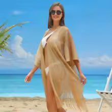 Saída de Praia Feminina em Crochê com Brilho