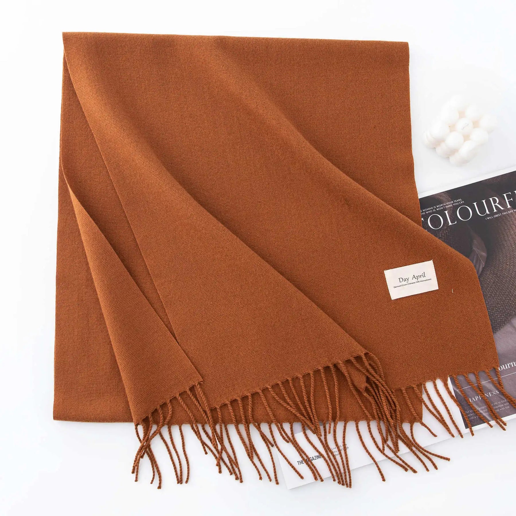Cachecol Feminino de Inverno em Cashmere Malha com Efeito Xale 40x200cm Cor Sólida Elegante – Le Vie