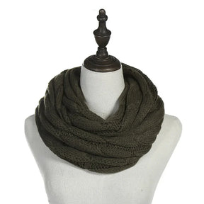 Cachecol Feminino Infinito de Tricô em Lã com Cabo Snood Gola Circular Cor Sólida para Inverno – Le Vie