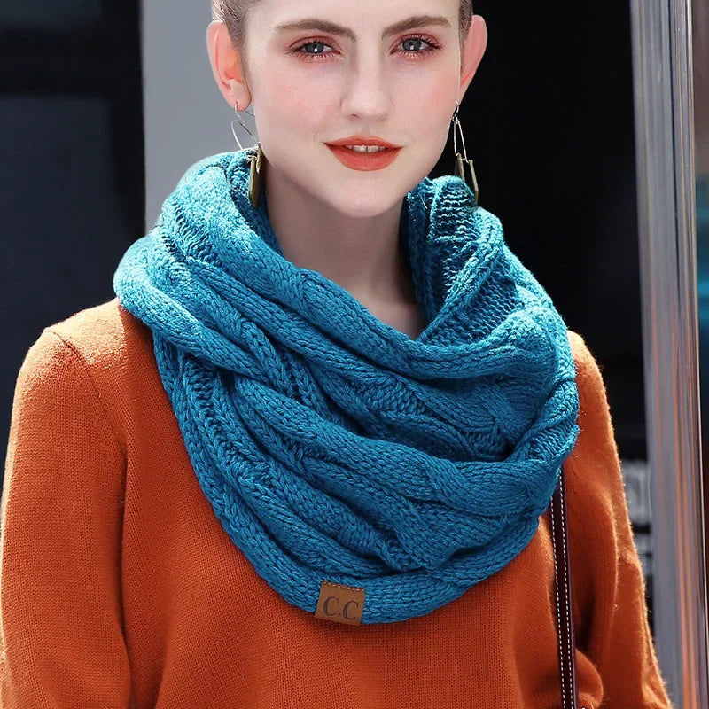 Cachecol Feminino Infinito de Tricô em Lã com Cabo Snood Gola Circular Cor Sólida para Inverno – Le Vie