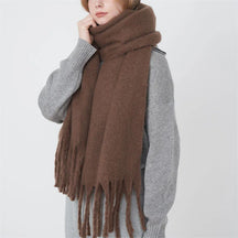 Lenço Feminino de Luxo em Caxemira Engrossada com Borlas Clássico Xale Macio para Outono e Inverno – Le Vie