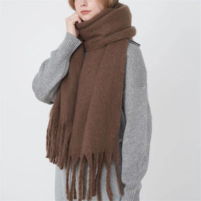 Lenço Feminino de Luxo em Caxemira Engrossada com Borlas Clássico Xale Macio para Outono e Inverno – Le Vie