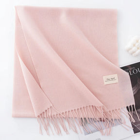 Cachecol Feminino de Inverno em Cashmere Malha com Efeito Xale 40x200cm Cor Sólida Elegante – Le Vie