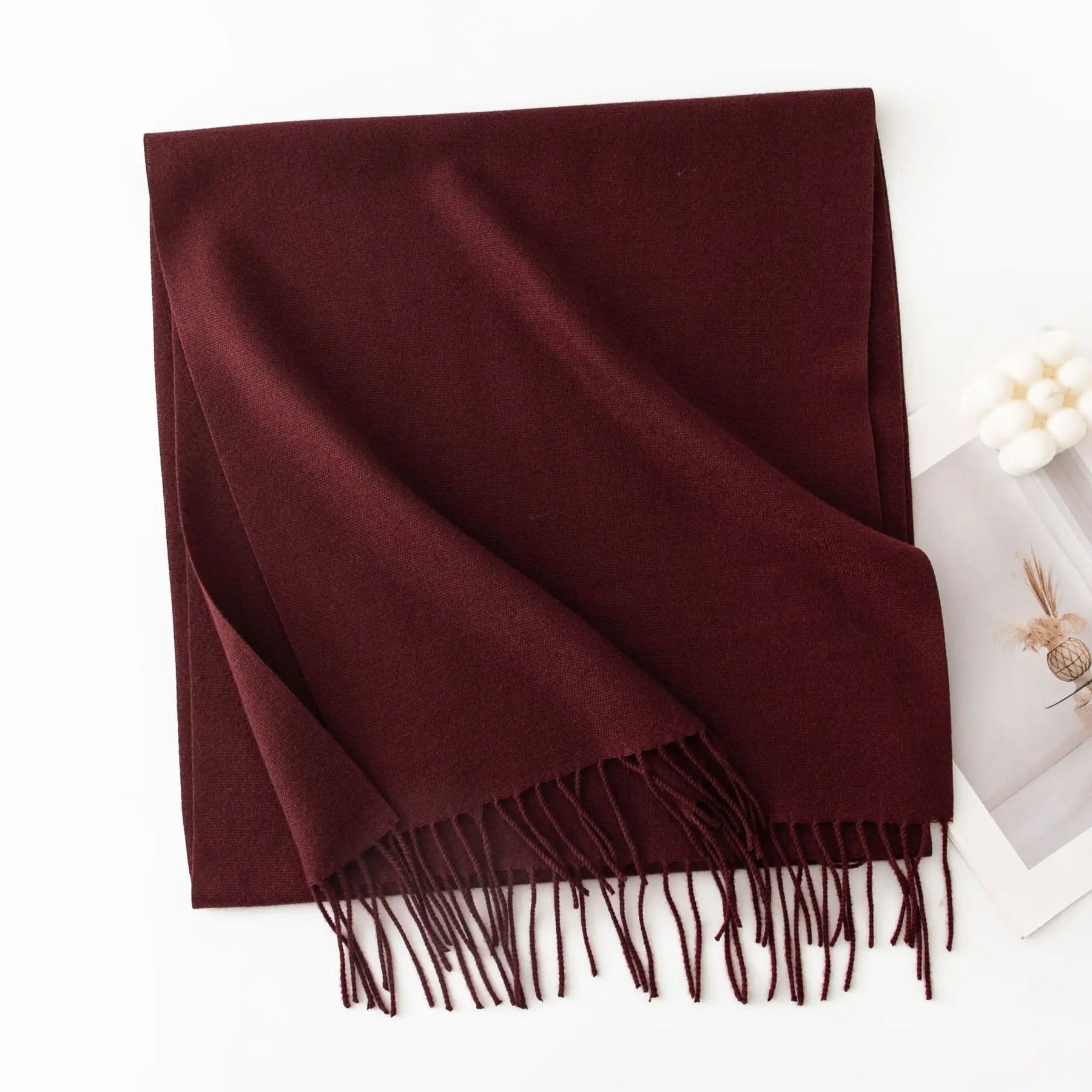 Cachecol Feminino de Inverno em Cashmere Malha com Efeito Xale 40x200cm Cor Sólida Elegante – Le Vie