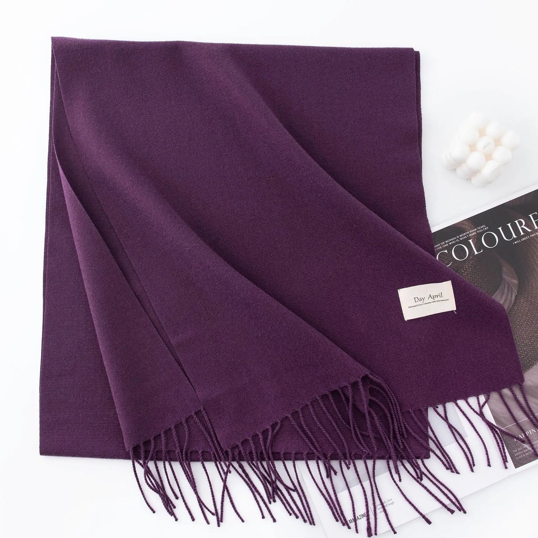 Cachecol Feminino de Inverno em Cashmere Malha com Efeito Xale 40x200cm Cor Sólida Elegante – Le Vie
