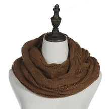 Cachecol Feminino Infinito de Tricô em Lã com Cabo Snood Gola Circular Cor Sólida para Inverno – Le Vie
