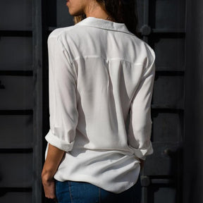 Camisa Feminina Manga 3/4 com Gola Clássica – Elegância Atemporal