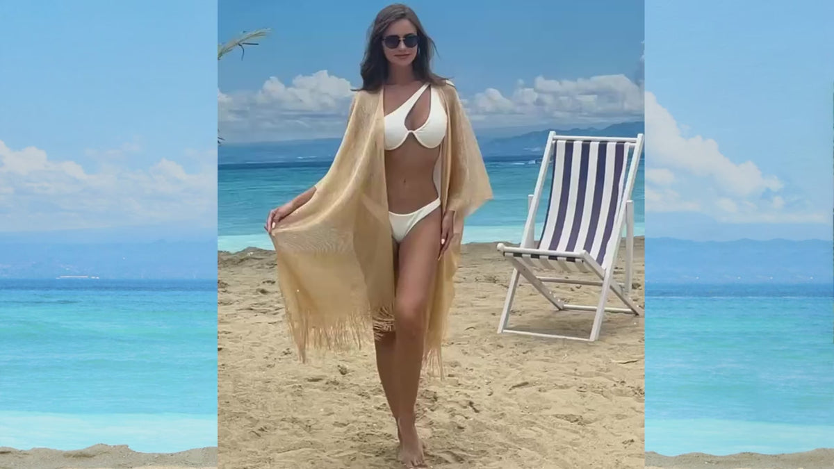 Saída de Praia Feminina em Crochê com Brilho