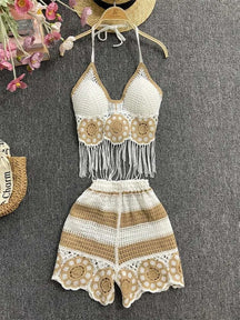Conjunto Feminino Praia 2 Peças em Crochê com Franjas – Le Vie