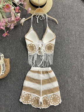 Conjunto Feminino Praia 2 Peças em Crochê com Franjas – Le Vie