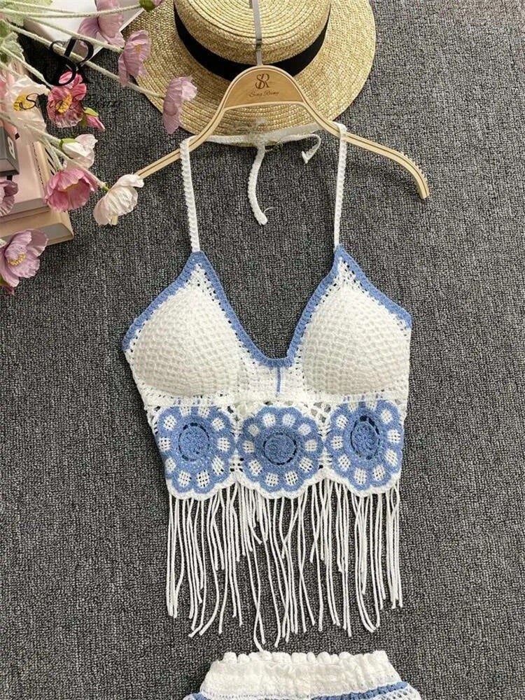 Conjunto Feminino Praia 2 Peças em Crochê com Franjas – Le Vie