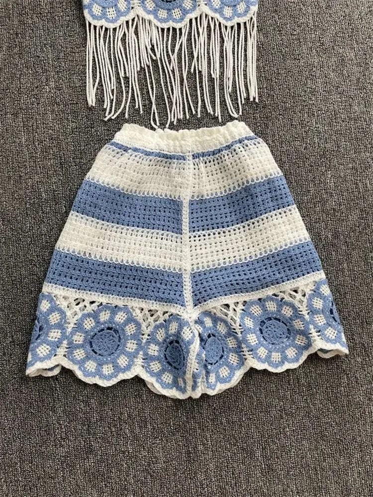 Conjunto Feminino Praia 2 Peças em Crochê com Franjas – Le Vie